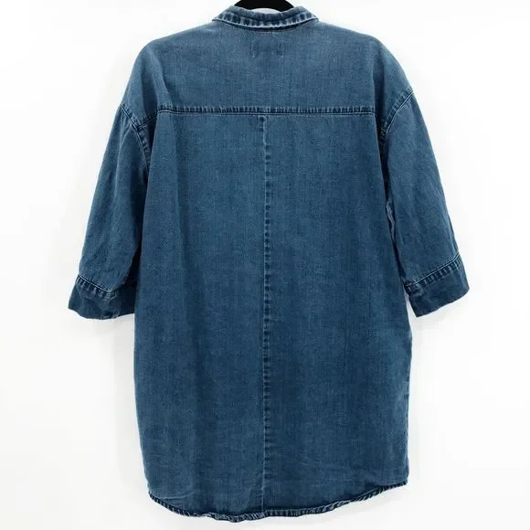 Monki Women's Blue Denim Button Down Shirt Dress Size XXS - Picture 2 of 6